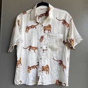 Satin Cheetah Print Blouse